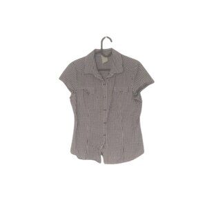 Modbe | Black and White Checkered Short Sleeve Shirt | M | 19 PTP